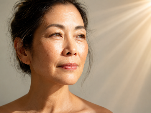 a women's face exposure to UV