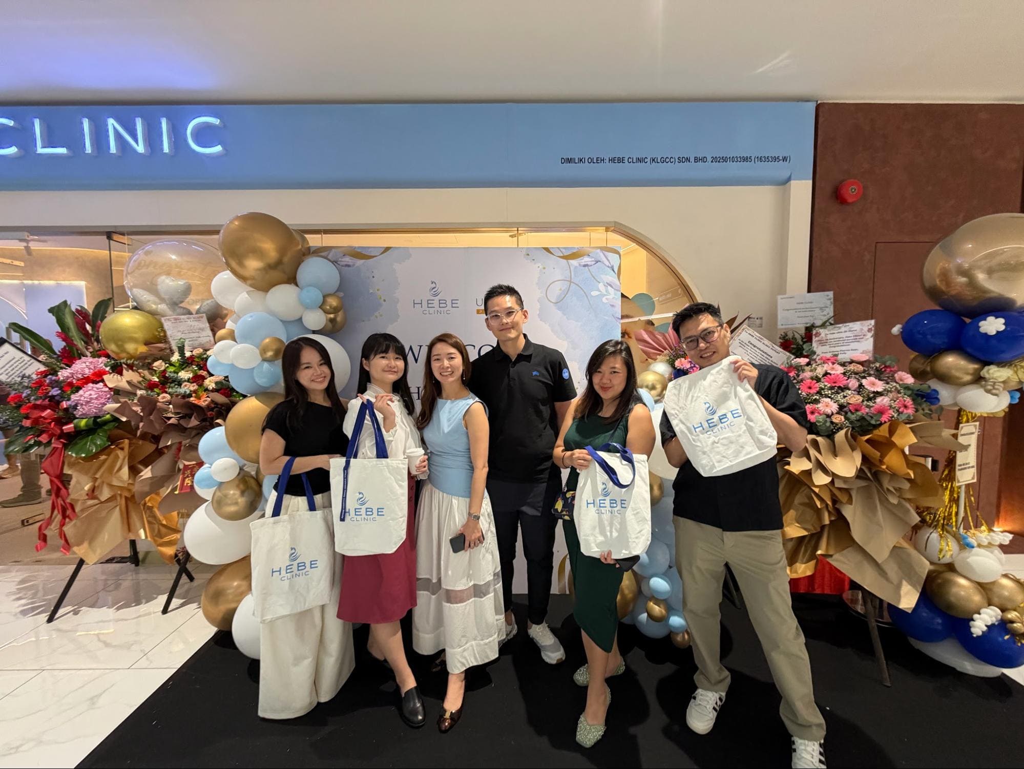 Group photo of Hebe Clinic's business partners and sponsors at the anniversary event